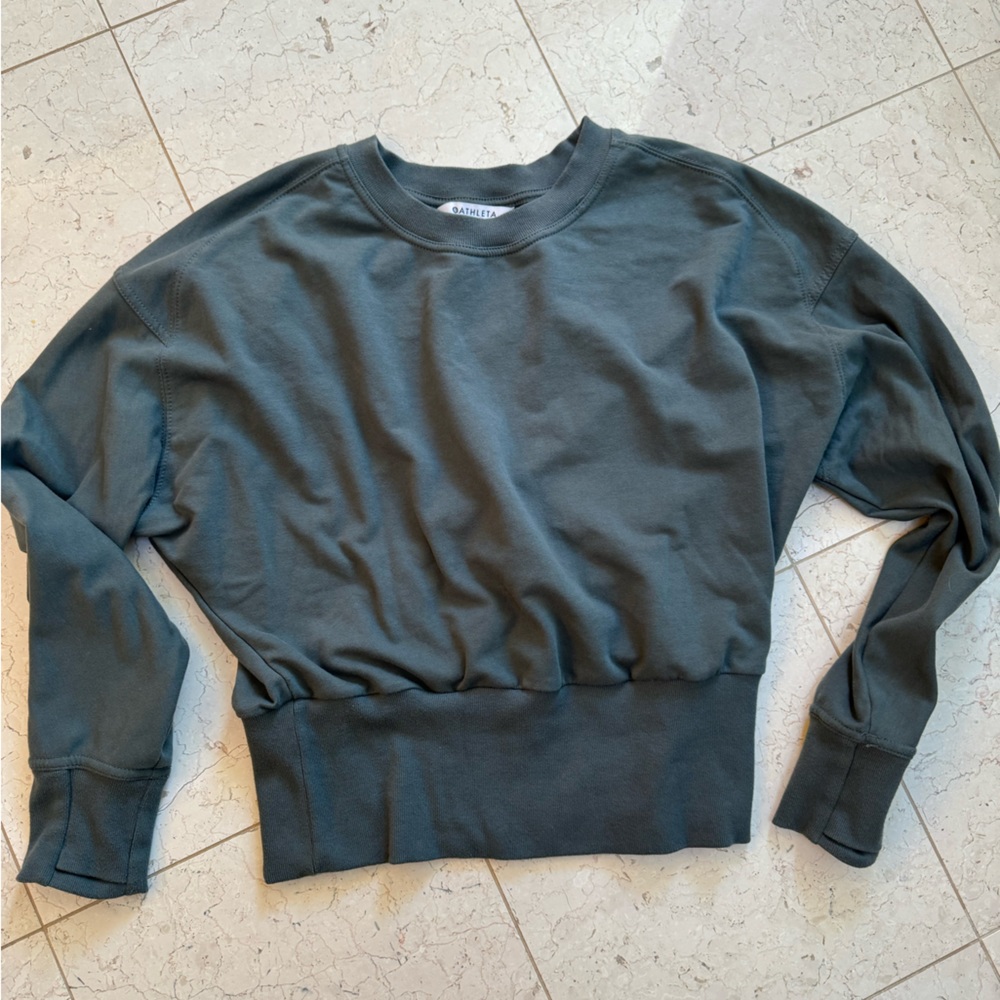 Green Athleta Retroterry Cropped Sweatshirt.  Medium